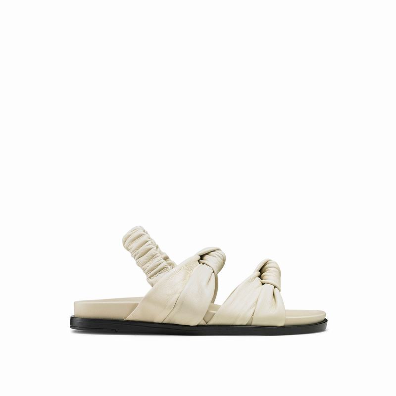 Russell & Bromley Knottie Womens Soft Knotted Sandals Cream White |ILP1679DG|